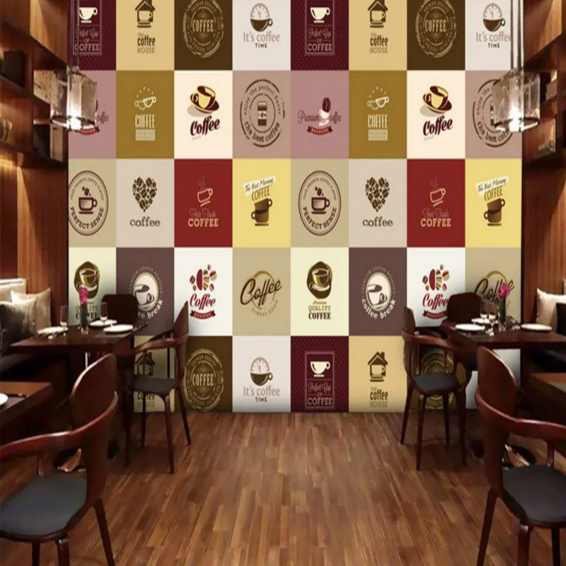 

Custom 3d wallpaper Modern minimalist coffee logo pattern wallpaper mural restaurant cafe decorated backdrop wall