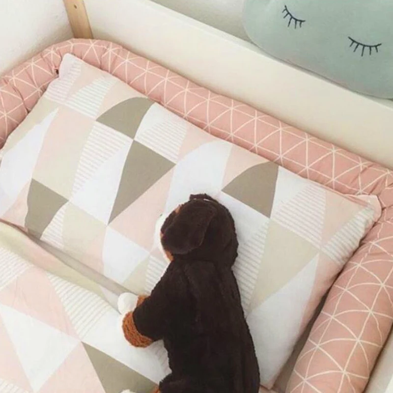 

1Pcs 2M Baby Handmade Bed Bumper Long Printed Strip Pillow Baby Crib Bumper Knot Crib Barrier Infant Room Bed Decors