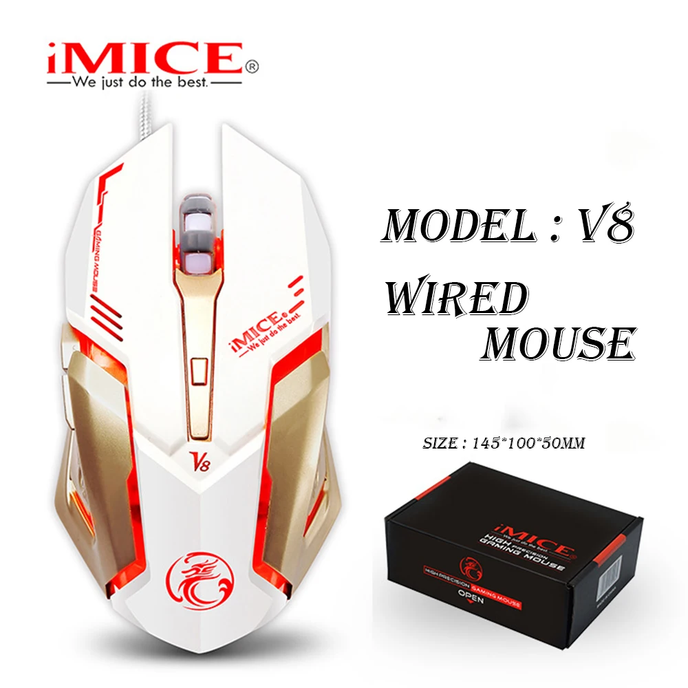 Проводная игровая мышь iMICE V8 6 кнопок оптическая компьютерная 1000/1500/2500/4000 DPI