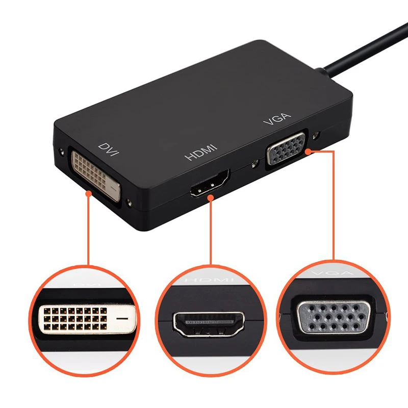 3 in 1 Mini DP DisplayPort to DVI VGA HDMI Adapter 3 in 1 Thunderbolt