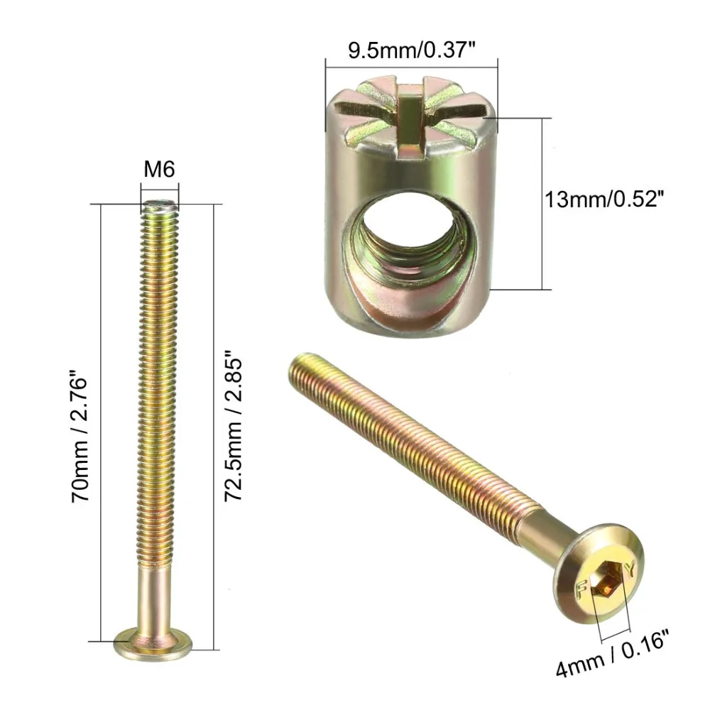 Uxcell 4 набора мебельных болтов набор гаек M6x70/75/80/85/90/100 мм M6 шестигранный торцевой винт с цилиндрическими гайками Phillips-шлицевая оцинкованная Новинка