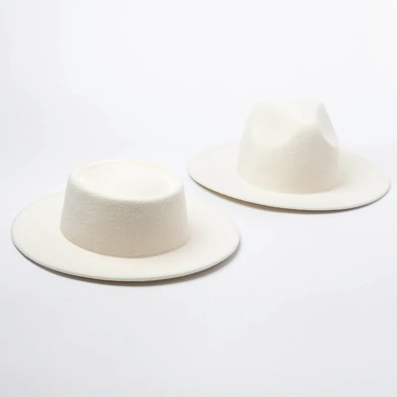 Женские; из-й шерсти войлока Шапки белая шляпа с широкими полями шляпы для Свадебная вечеринка церкви Шапки пирог свининые фетровая шляпка шерстяная широкополая шляпа Дерби Triby основа для шляпки