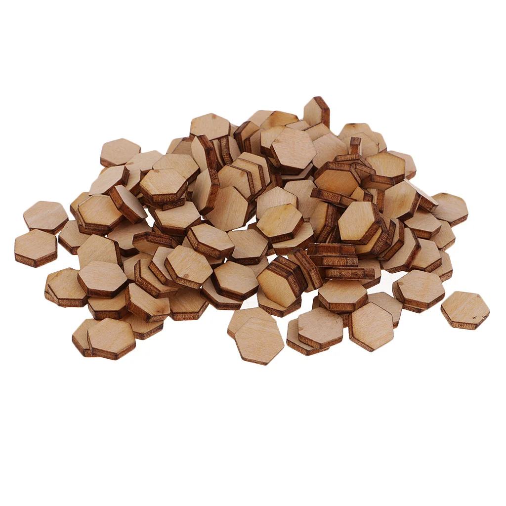 50/100/200pcs Wooden Hexagon Shapes MDF Cutouts Blank Embellishments Craft for DIY Scrapbooking Card Making Decoration Ornaments