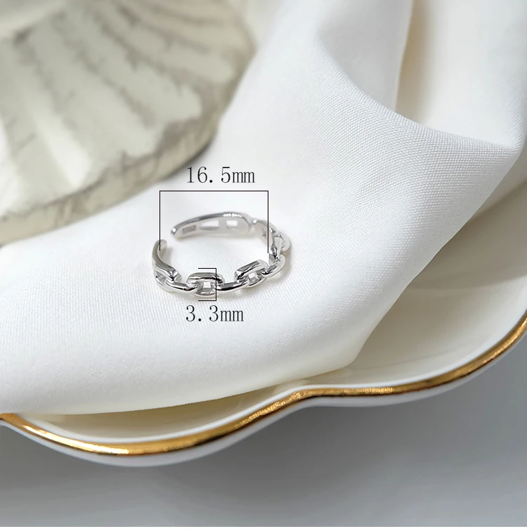 F.I.N.S серебряное кольцо 925 классическое звено цепи открытый манжет регулируемое кольцо на палец кольца из стерлингового серебра для женщин корейская мода