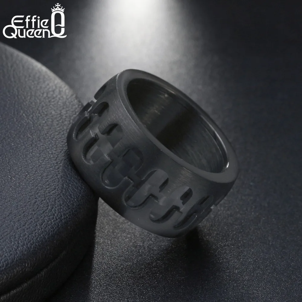 

Effie Queen Top 316L Stainless Steel Men Rings Punk Style Black Big Finger Rings Wedding Men Jewelry Party Gift 2019 DGTR43-S