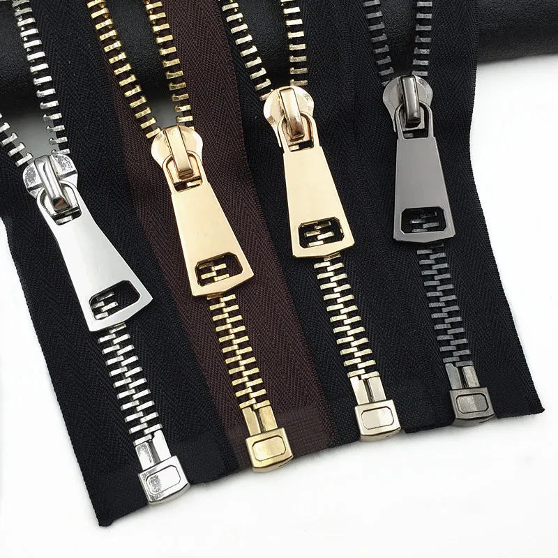 1pcs 1070cm Metal Open End Zipper for Leather Overcoat Gold Silver