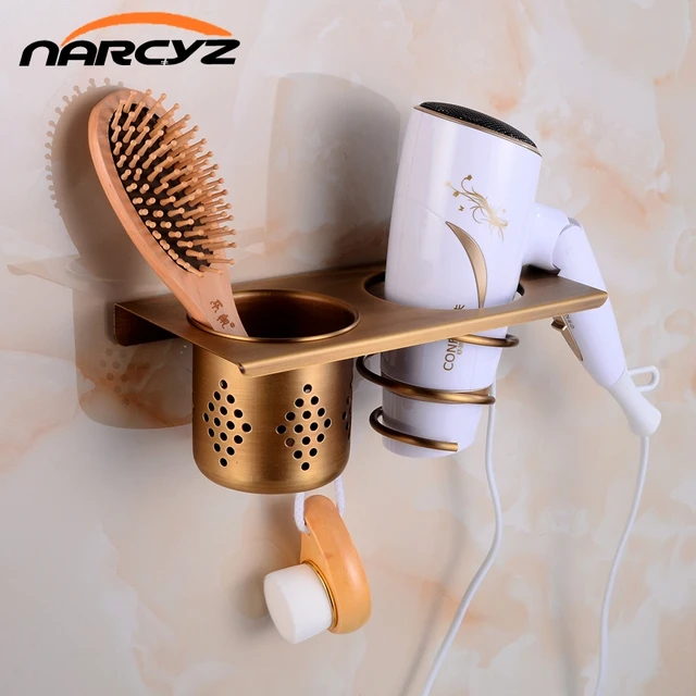 Aliexpress Multi Function Bathroom Hair Dryer Holder Wall Multi Function Bathroom Hair Dryer Holder Wall Mounted Rack Antique Copper Shelf Storage Organizer Hairdryer