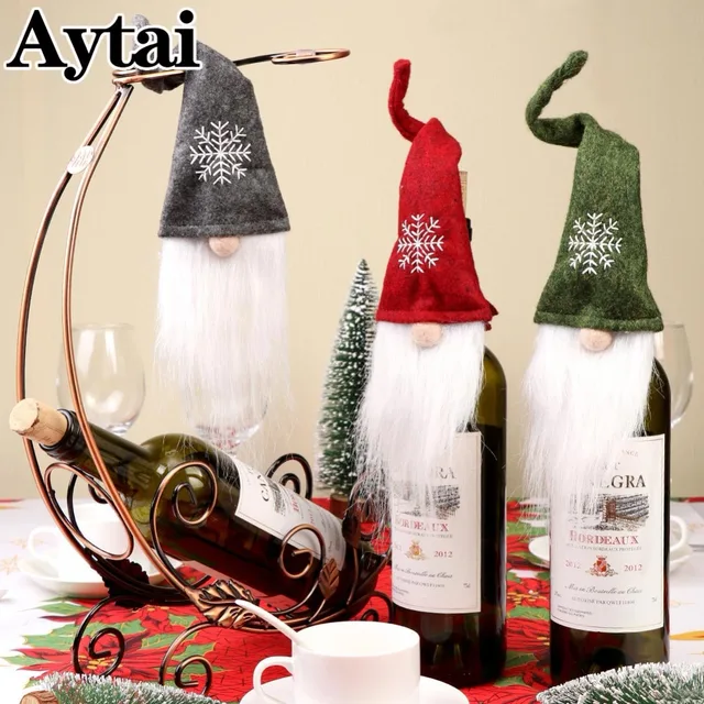 aytai 3pcs christmas gnome wine bottle cover topper greenred felt with white beard gnome - Christmas Gnome aytai 3pcs christmas gnome wine bottle cover topper greenred felt with white beard gnome - Christmas Gnome