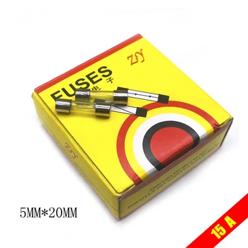 

100 piece/box Glass fuse 5x20mm 15A 250V High quality fast fuse Electrical Assorted Fuse Amp 100 fuse glass