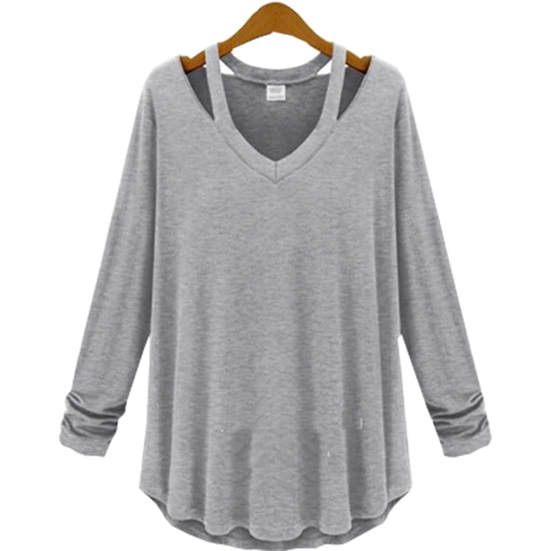 

T shirt women European spring/summer 2016 new v-neck long sleeve cheap hollow out T-shirt women's clothing vestidos LJA016