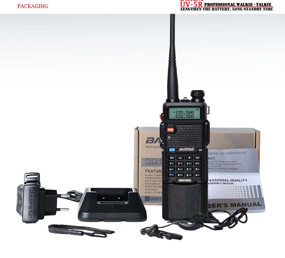 Baofeng UV-5R Двухдиапазонная рация VHF& UHF132-174MHz/400-520MH с аккумулятором 3800mAh UV 5R 5W передатчик двухстороннее радио