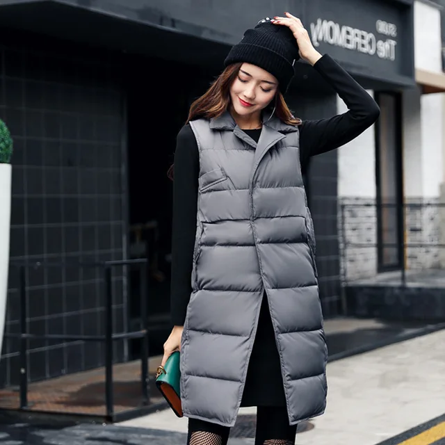 2017 Fashion Women Winter Vest Coat Warm Woman Parkas long Vest