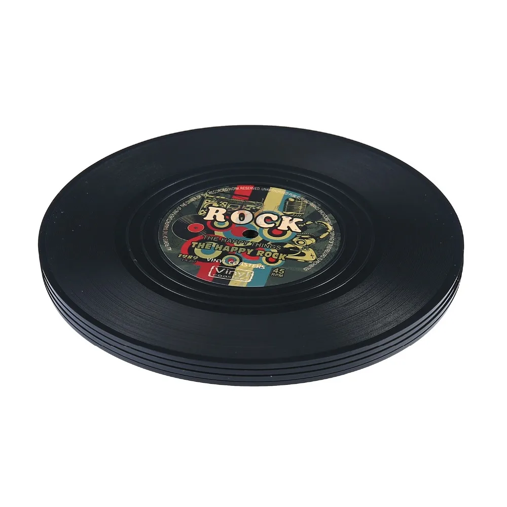 6/4 قطع ريترو الفينيل cd سجل المشروبات الوقايات وضع جدول كأس حصيرة المنزل الإبداعية القهوة شرب تحديد الموقع المائدة الغزل مضحك هدية