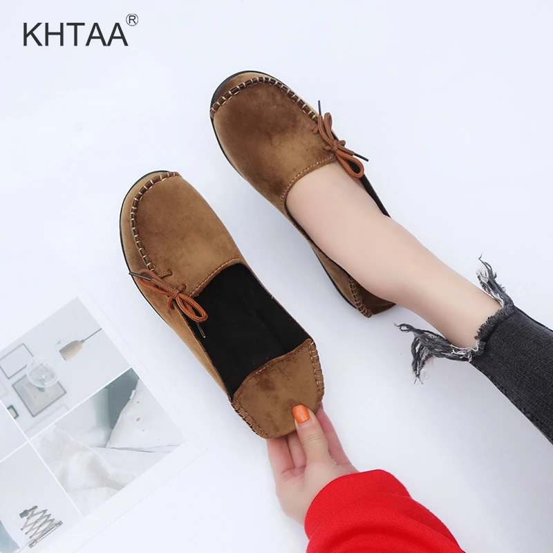 

Plus Size Women Casual Flat Moccasins Autumn Ladies Soft Comfortable Footwear Female 2018 Fashion Shallow Slip On Bowtie Shoes