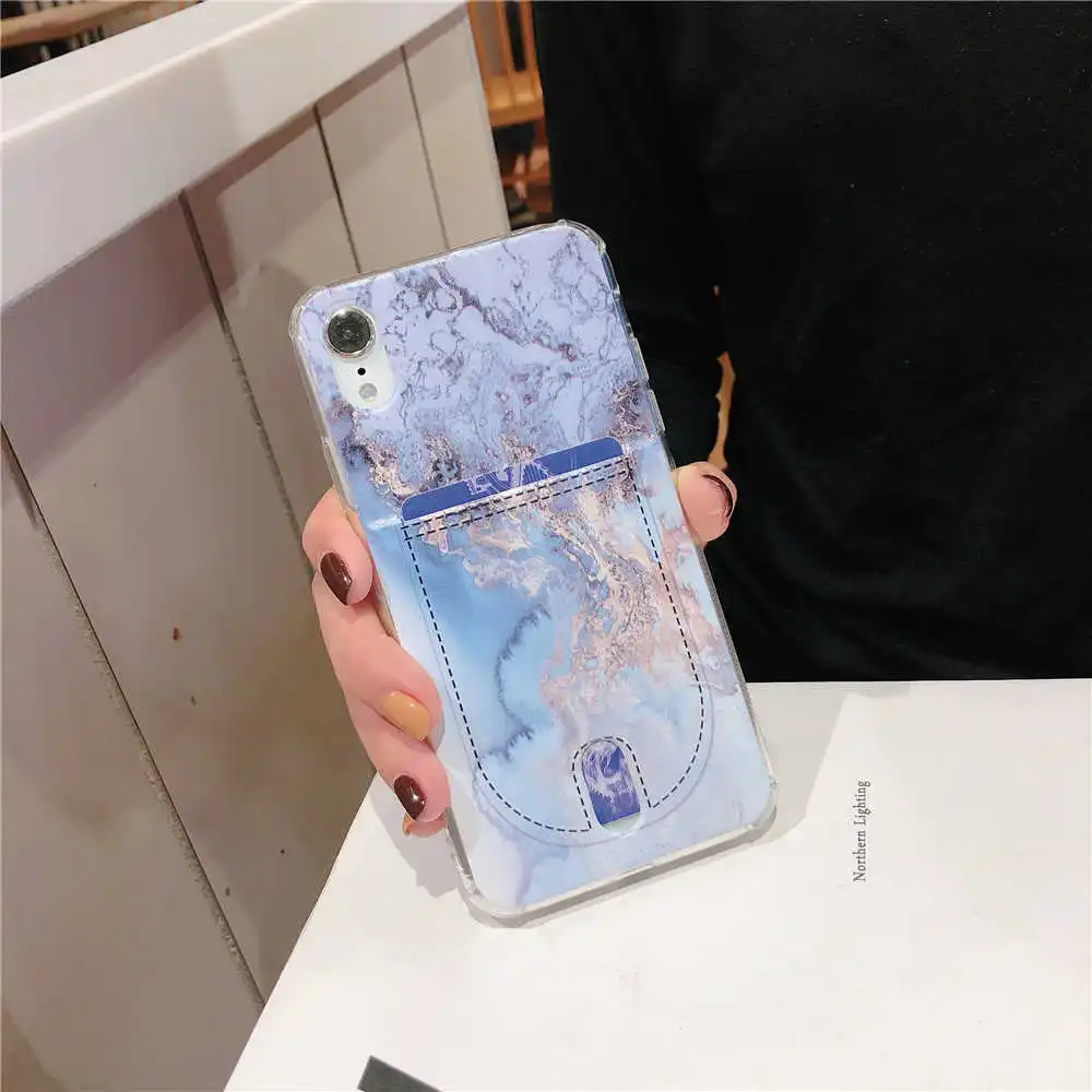 For Iphone X Case Marble TPU Case for Iphone 8 8Plus Credit Card Holder Back Cover for iphone 6 6plus 7 7plus Protective shell (8)