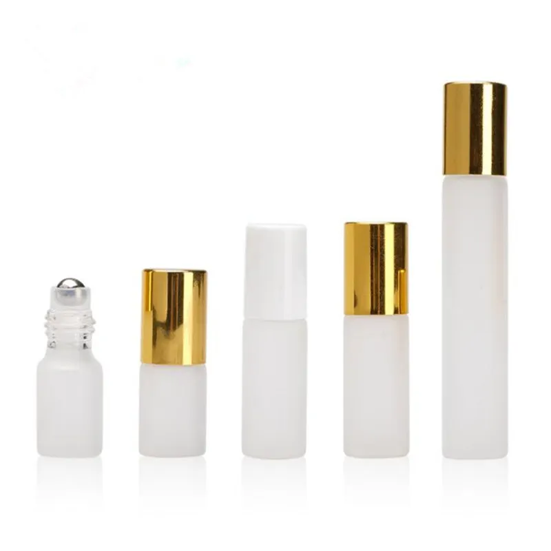 

3ml 5ml 10ml Small Empty frosted Glass Perfume Roll On Roller Bottles With Silver Cap Refillable Bottle Makeup Tools F20172319