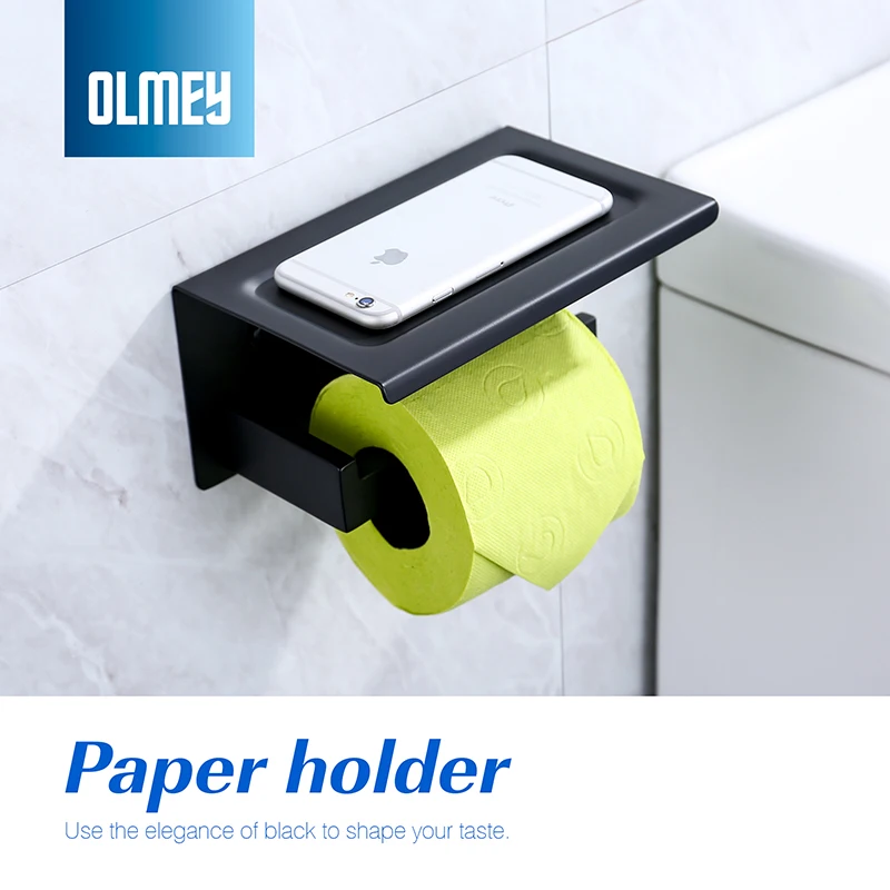 

OLMEY Toilet Paper Holder Shelf, SUS 304 Stainless Steel Bathroom Accessories Tissue Roll Holder with Phone Storage Rack