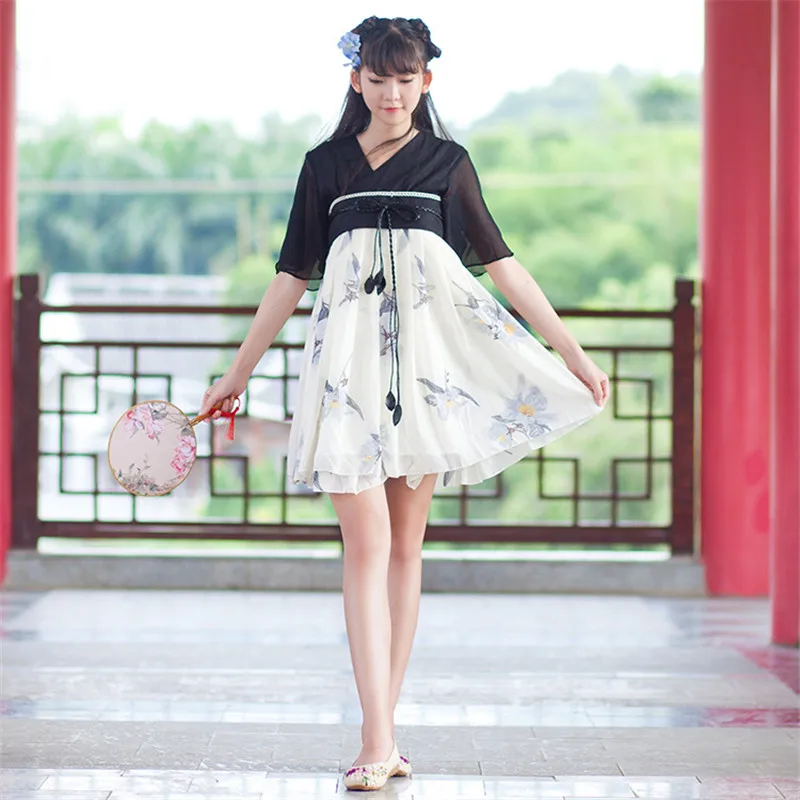 2017 Chinese Traditional Clothings Ruqun Dress One-Piece Black And White Elegant Retro Chest-High Tang Dynasty Long Short | Тематическая