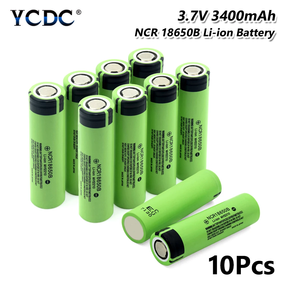 

10pcs ncr 18650b battery high capacity 3400mah 3.7v li-ion rechargeable cell for Laser Pen LED Flash light Cell battery holder