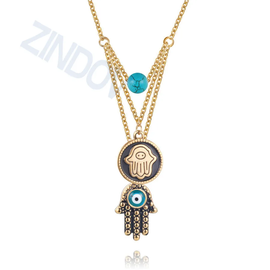 Zindov Stainless Steel Turkish Blue Evil Eye Lucky Pendants Necklaces ...