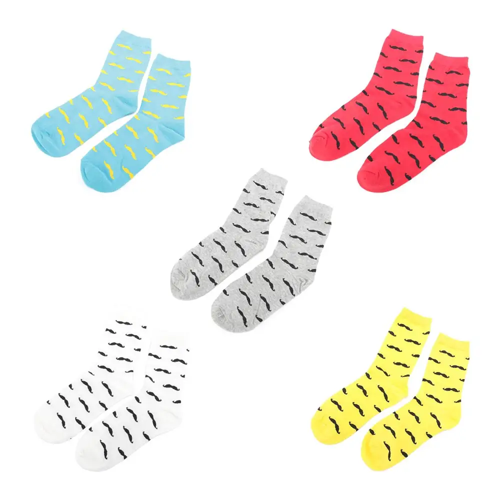 

Cartoon Mustache Pattern Men Socks Funny Cotton Socks Men Harajuku Casual Comfortable Male Socks