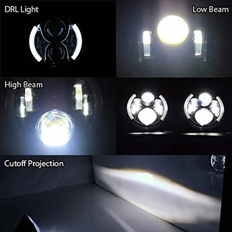 FADUIES 7 inch round Motorcycle Projector Daymaker LED Headlight With Halo & DRL &Turn light For Harley Davidson Street Glide (20)