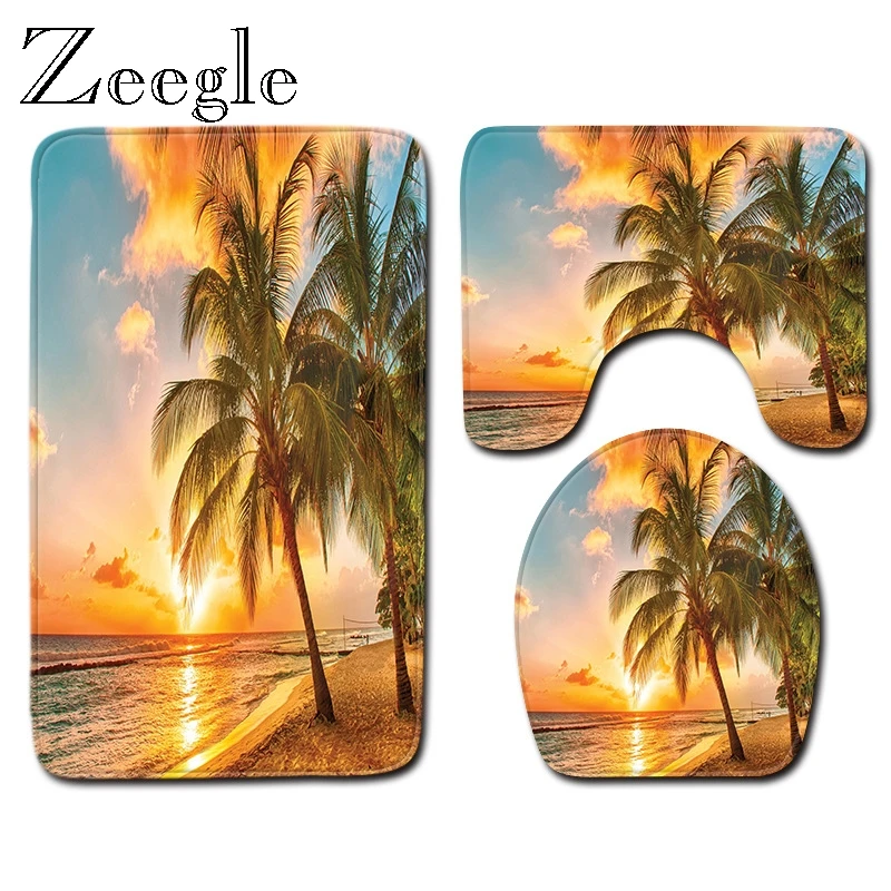 Пляжные коврики Zeegle с живописным принтом для ванной нескользящий коврик комнаты