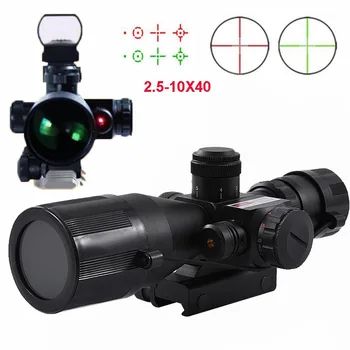 

Illuminated Tactical Riflescope 2.5-10X40 Red Green Dot Laser Sight Scope Spotting Shooting Hunting Sniper Scope 20mm Rail Mount