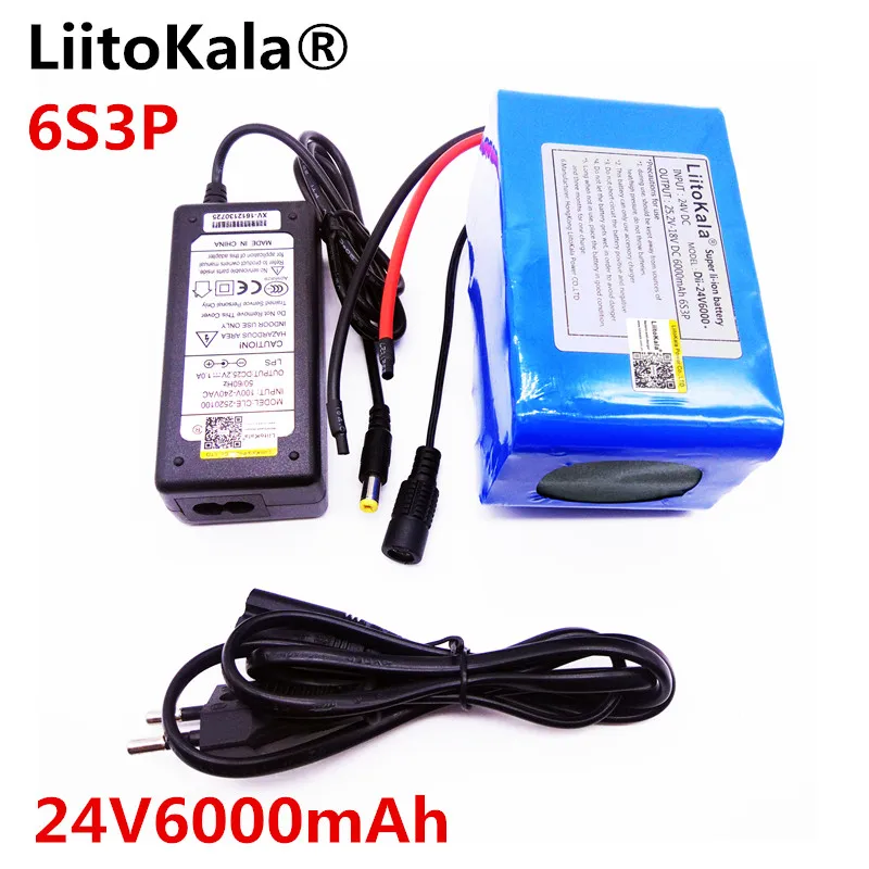 HK LiitoKala 24V 6Ah 6S3P аккумулятор 25 2 V 18650 Аккумулятор 6000mAh аккумуляторная батарея для