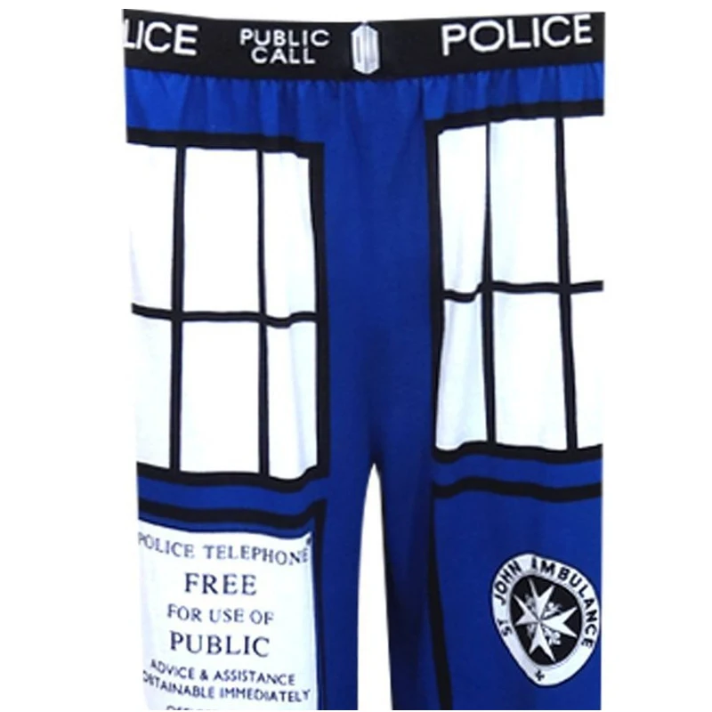 Доктор Кто полицейский ящик пижамы брюки ТАРДИС Королевский синий Lounge брюки хлопок мужские прямые брюки повседневные брюки