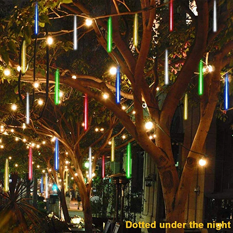 Luzes da Corda Chuva de Meteoros Decoração da Árvore à Prova Dwaterproof Luz para Festa de Casamento do Jardim Água Solar Chuva Natal Suprimentos Festivos Led 9 Lâmpadas solares