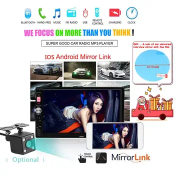 

7"HD 2 DIN Car MP5 Player Bluetooth Touch Screen Stereo Radio FM AUX USB Supports Android IOS System + Remote Controller