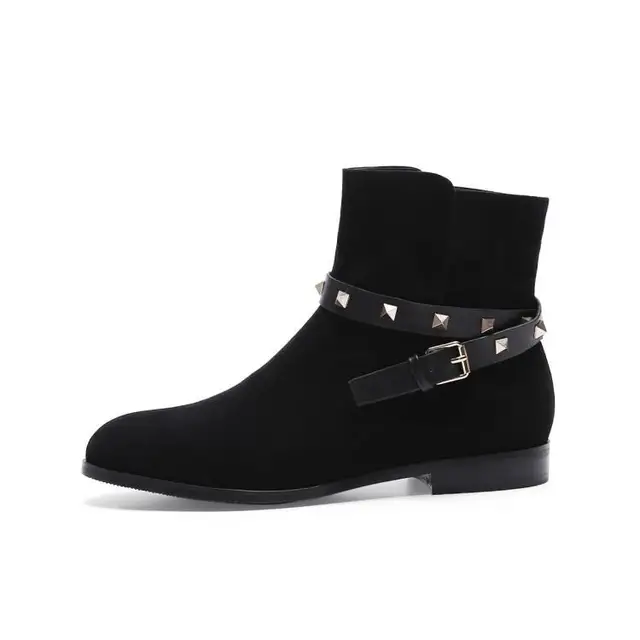ladies black suede ankle boots