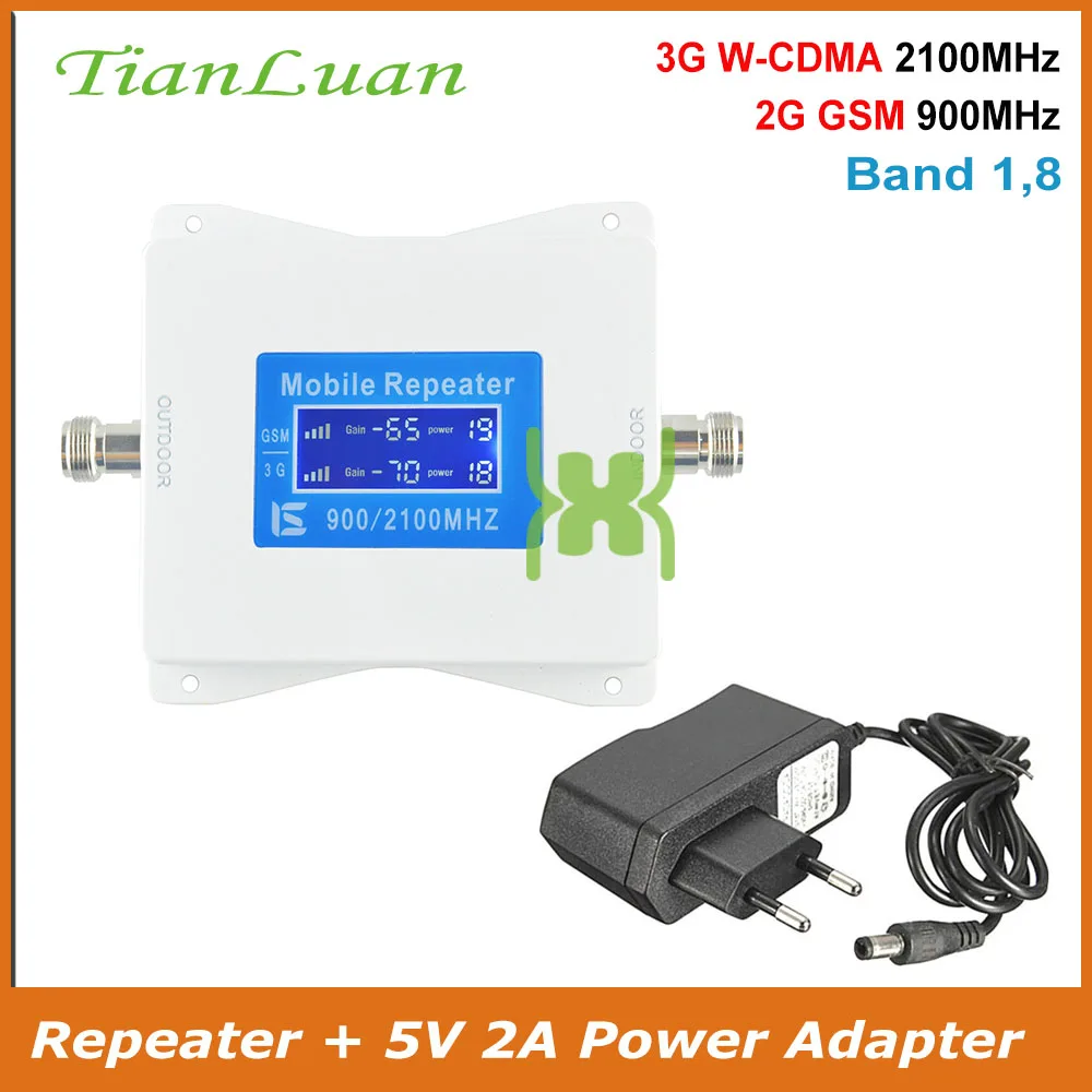 TianLuan мини повторитель сигнала для сотового телефона GSM 900 МГц W-CDMA 2100 2G 3G усилитель