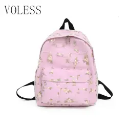 VOLESS модные сумки для Для женщин 2018 рюкзаки Цветочный принт Bookbags холст рюкзак мешок школы для девочек рюкзак женский путешествия