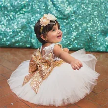 Nacolleo Top Brand Baby Toddler Girls Party Wedding Flower Dress Backless Sequined Children Vestido Birthday Pageant Ball Gown