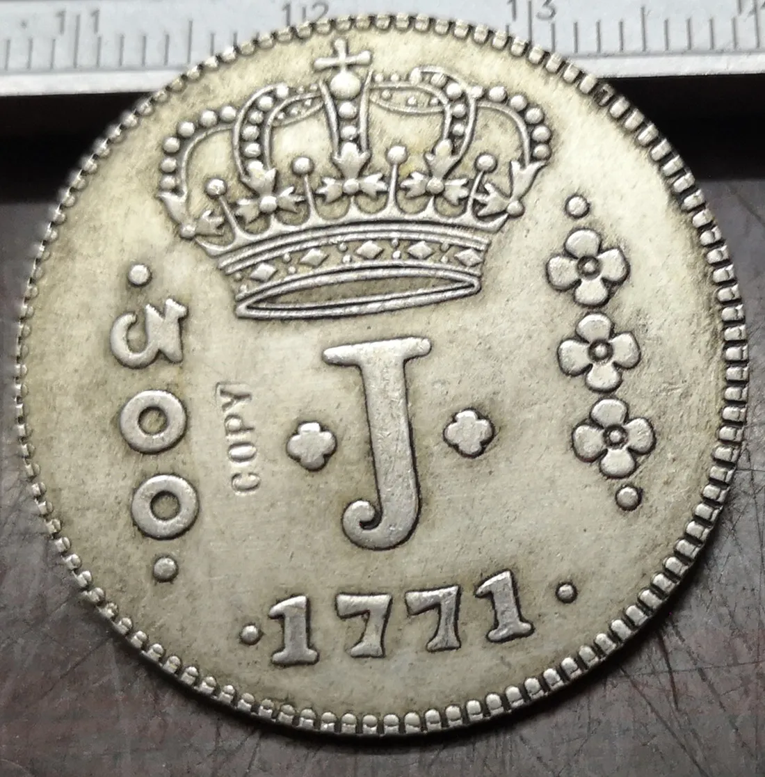 1771 Brazil 300 Reis-Jose I Silver Plated Copy Coin