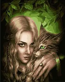 

cioioil-T236 woman cat girl coloring by numbers figure paint canvas wall pictures for living room