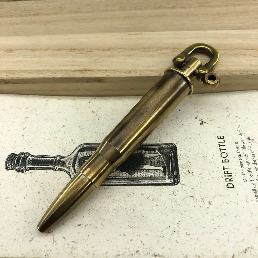 

Outdoor Travel Kit EDC Pen Brass Bullet Shell Shape Pen Dark Color Brass Ballpoint Pen