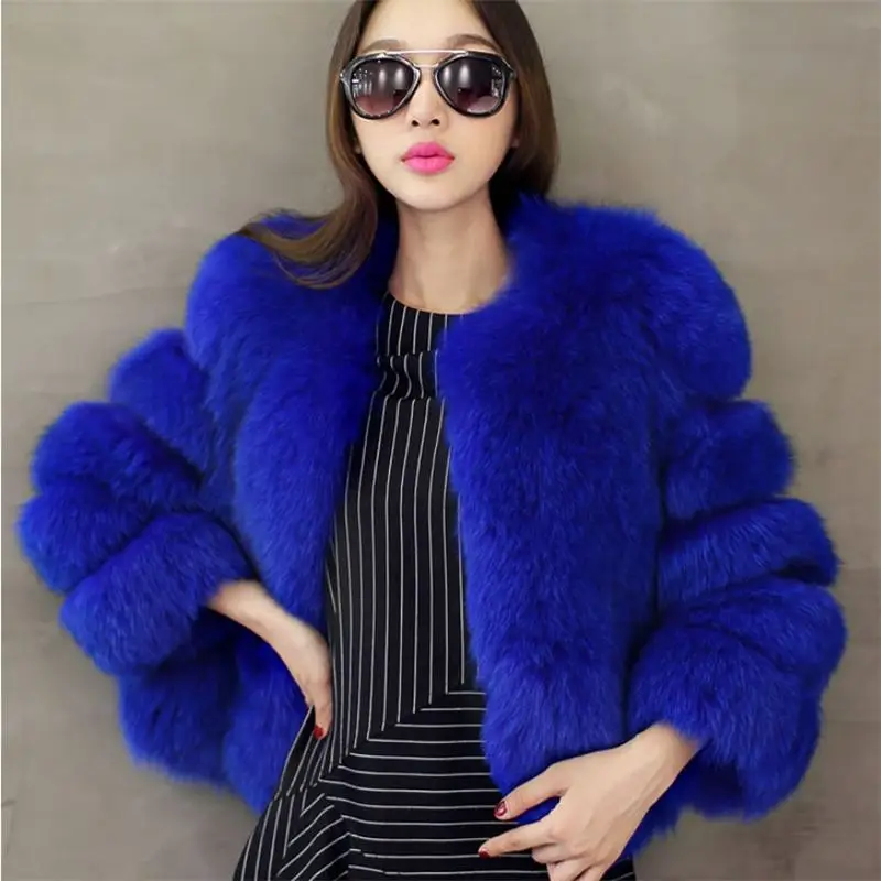 

Plus Size 3XL New Elegant Office Lady Winter Women Short Faux Fur Coat Outwear Female Slim Warm Fake Fox Fur Jacket Overcoat X84
