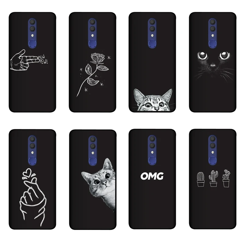 

QAQsam Soft Silicone For Alcatel 1X 2019 Case Cover Painting For Alcatel 1 X 2019 Phone Cases Pattern Matte Flower Funda