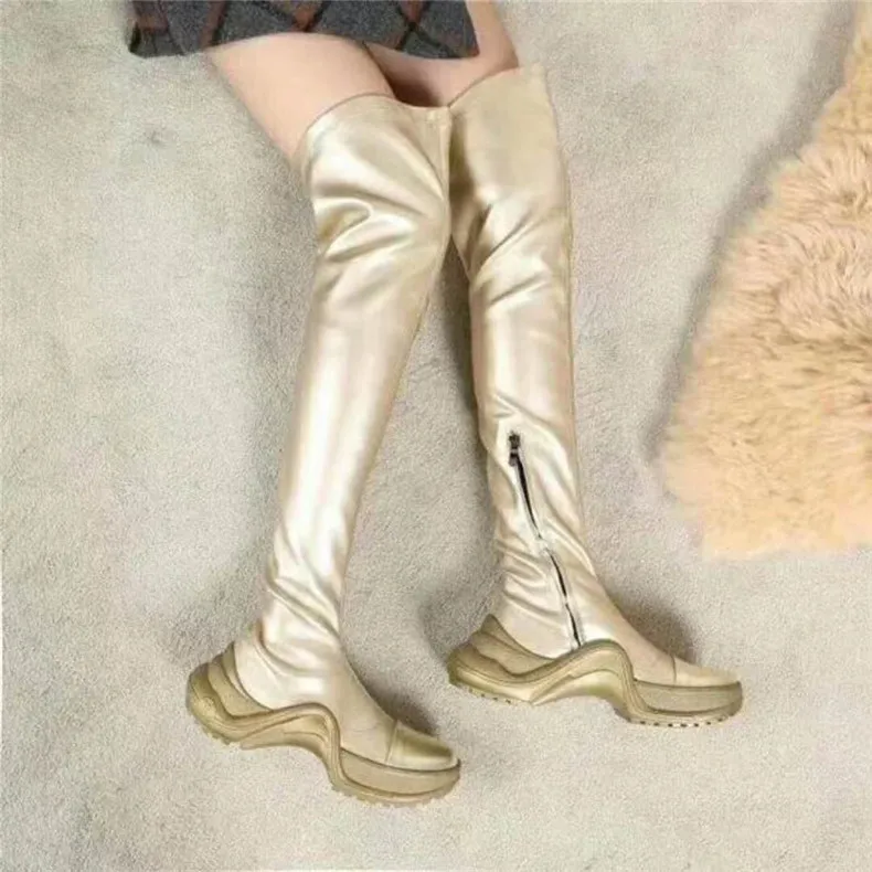 

Sestito 2018 New Arrivals Woman Winter Sports Style Over-the-knee Boots Ladies Round Toe Flat Shoes Girl Fashion Slim Long Boots