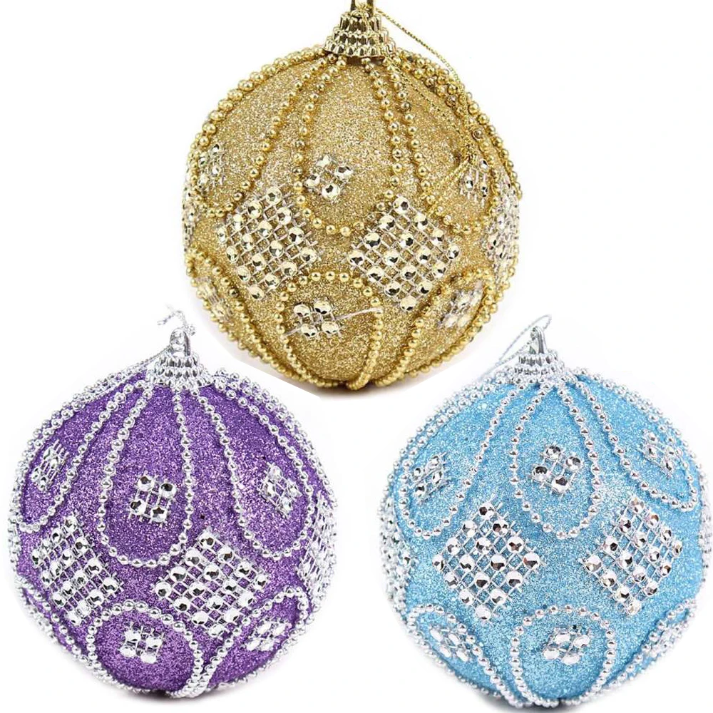 6pcs Christmas Tree Hanging Diamond Chain Balls Diameter 8cm Xmas Party