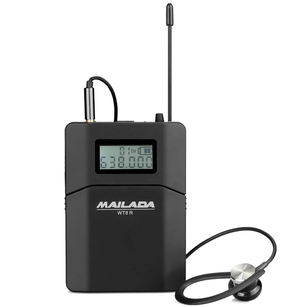 

MAILADA WT8-R Wireless Receiver UHF Tour Guide system for Church Translation Teaching Travel Simultaneous Interpretation F1433