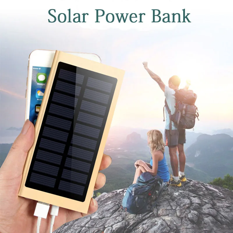 

2019 Hot solar 10000mah Power Bank External Battery Quick Charge Dual USB Powerbank Portable phone Charger for iPhone X