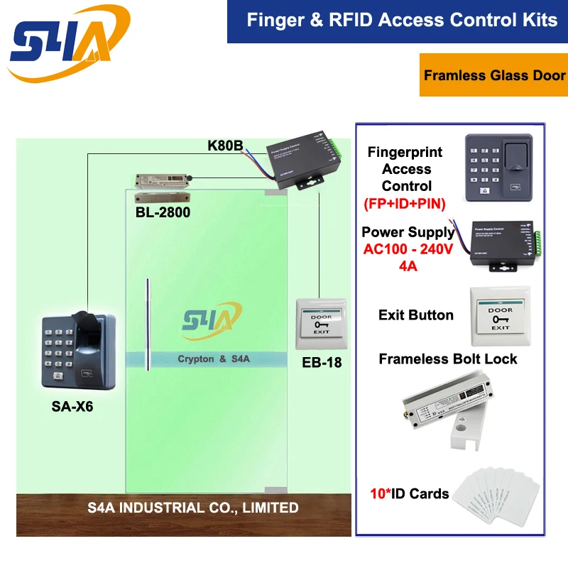 Electric Bolt lock for Frameless Glass Door access control systemsin