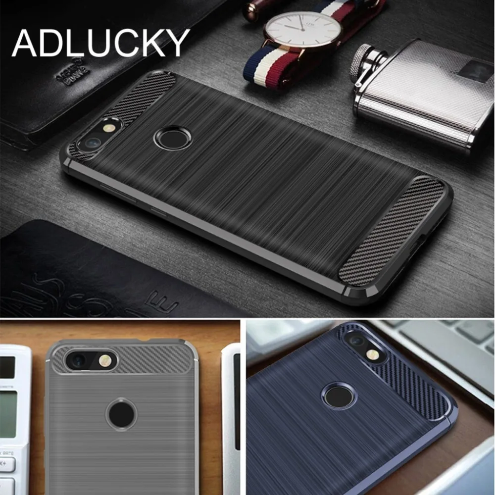 

For Huawei Y6 Pro 2017 Case Luxury Slim Armor Carbon Fiber Texture Anti-skid Soft Funda For Huawei Y6 Pro 2017 Case Cover