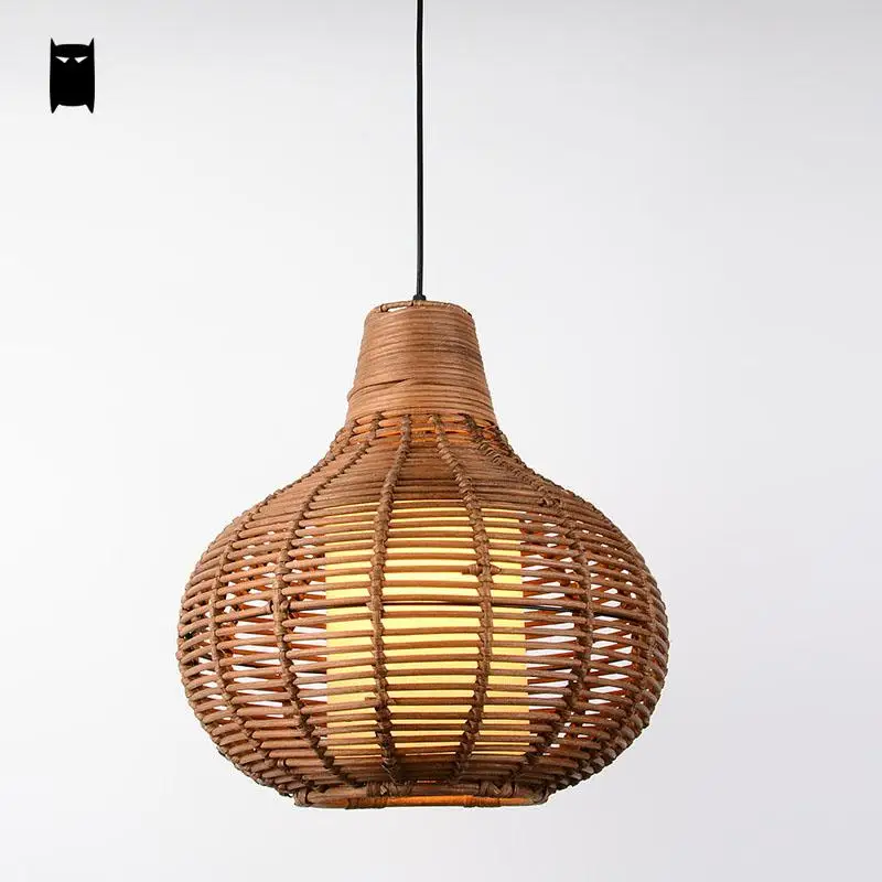 Café Artes Vime Rattan Gourd Sombra Luminária Pingente Rústico Café Artes Vime Rattan Gourd Sombra