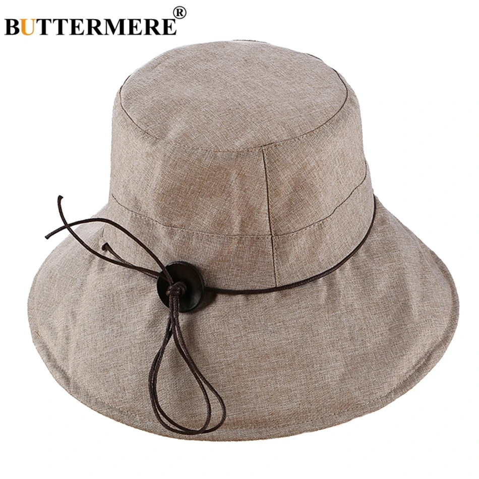 BUTTERMERE Bucket Hat Cotton Women Khaki Casual Fishing Cap UV
