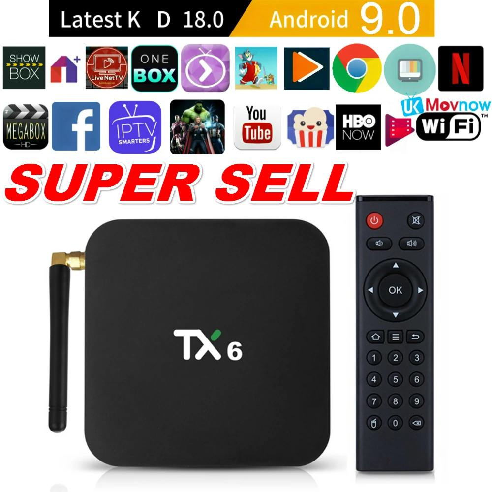 ТВ приставка T TX6 Android 9 0 2 ГБ/16 ГБ 4 ГБ/32 ГБ/64 четырехъядерный Allwinner H6 H.265 4K USB 3 4G/5G Wi Fi